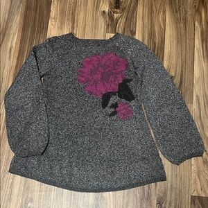 Style & Co. Gray Sweater with Pink Floral Design